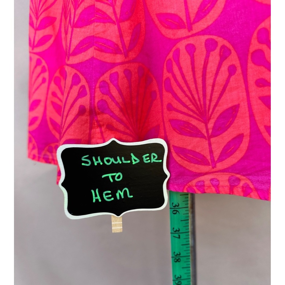 Sigrid Olsen Cotton Shift Dress 1X Sleeveless Pink Orange Zip Minimalist Coastal - Picture 11 of 13